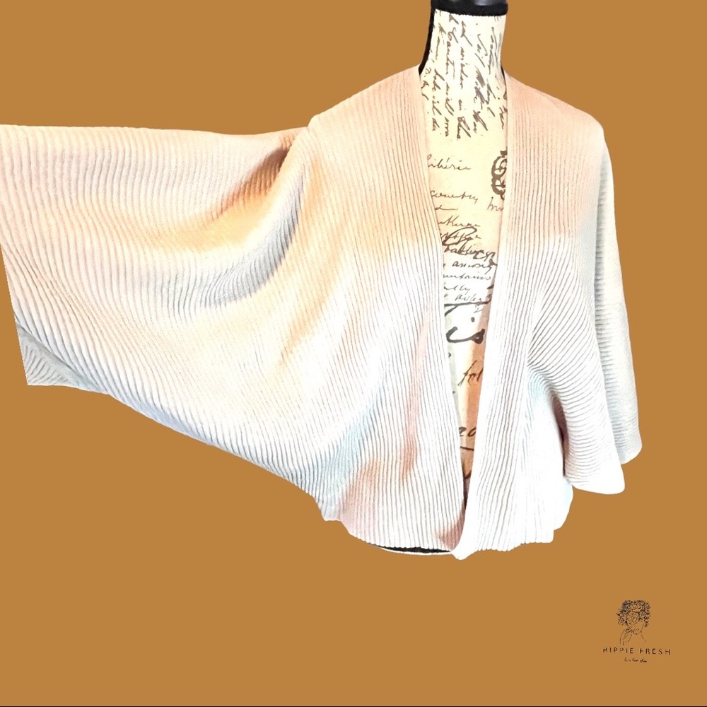 COS Brand Beige Ribbed Knit Short Kimono Cardigan Size XS